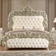 White Leather & Metallic Champagne CAL King Bed Set 5Pcs Traditional Homey Design HD‐8011CH