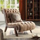 Mahogany & Beige Armchair Carved Wood Traditional Homey Design HD-1631