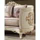 Cream Chenille Loveseat Bone Carved Wood Traditional Homey Design HD-2011