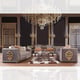 Dark Gray Pearl Fabric & Gold Finish Sofa Traditional Homey Design HD-6024-1 