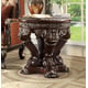 Dark Brown & Silver End Tables 2Pcs Carved Wood Traditional Homey Design HD-8017