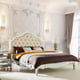 Cream Leather & Mirror Tufted Headboard CAL King Bedroom Set 3Pcs Homey Design HD-2800