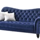 Blue Velvet Sofa w/Espresso Finish Wood Transitional Cosmos Furniture GracieBlue