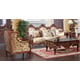 Homey Design HD-520 Luxury Golden Beige Fabric Walnut Finish Sofa Carved Wood Casual