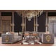 Dark Gray Pearl Fabric & Gold Finish Sofa Set 3Pcs Traditional Homey Design HD-6024-1 