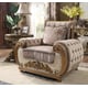 Brown & Beige Tufted Armchair Carved Wood Traditional Homey Design HD-25