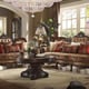 Dark Oak & Floral Chenille Sofa Set 2Pcs Traditional Homey Design HD-39