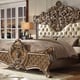 Antique Gold & Brown King Bedroom Set 3Pcs Traditional Homey Design HD-8018
