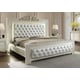 White Gloss & Gold Brush Finish King Bed Traditional Homey Design HD-8091