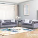 Gray Fabric Sofa & Loveseat Set 2Pcs w/ Acrylic legs Transitional Cosmos Furniture Sahara