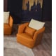 Italian Leather Sand Orange Brown Arm Chair GLAMOUR EUROPEAN FURNITURE Modern