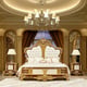 Classic Antique Gold & White Solid Wood King Bed Homey Design HD-957