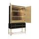 Glossy Piano Black & Gold THE AFICIONADO CABINET by Caracole 