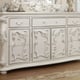 Ivory & Silver Accents Dresser & Mirror Set 2Pcs Carved Wood Homey Design HD-8008I