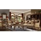 Luxury Chenille Golden Beige Sofa Set 5Pcs w/ Ocassional Tables Traditional Homey Design HD-610