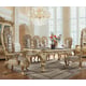 Metallic Antique Gold Leather Dining Set 7Pcs Traditional Homey Design HD-1801