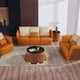 Italian Leather Orange Brown Sofa Set 5Pcs GLAMOUR EUROPEAN FURNITURE Modern