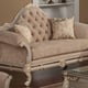 Luxury Beige Chenille Silver Carved Wood Loveseat Rosella Benetti’s Classic