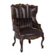 Luxury Black Leather Wing Back Chair Cherry Wood Benetti's Cavalli Traditional