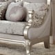 Metallic Silver Loveseat Carved Wood Traditional Homey Design HD-2662