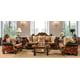 Homey Design HD-481 Antique Gold Burgundy Chenille Fabric Sofa Set 3Pcs Carved Wood Classic