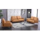 Premium Italian Leather Cognac TRATTO Sofa Set 2Pcs EUROPEAN FURNITURE Modern