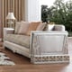 Silver Finish Beige Pearl Fabric Sofa Set 3Pcs Traditional Homey Design HD-6034 