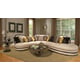 Luxury Cream Chenille Sectional Sofa Dark Wood Benetti's Ravenna LEFT