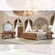 Pearl Silver Leather & Mahogany Finish CAL King Bed Set 3Pcs Traditional Homey Design HD-9090