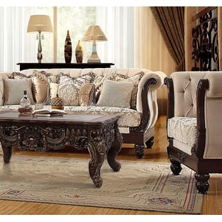 Traditional Sofa in Brown Fabric Traditional Style Homey Design HD-2651