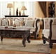 Brown Mahogany & Beige Sofa Traditional Homey Design HD-2651