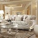 Belle Silver Fabric Sofa Set 2Pcs Homey Design HD-2656 Carved Wood Traditional