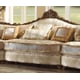 Homey Design HD-1608 Victorian Gold Pearl Sectional Living Room Set Sofa Chair Coffee Table and End Table 4Pcs
