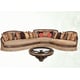 Walnut Wood Beige Fabric Luxury Curved Sectional Sofa HD-90005 LEFT
