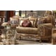 Antique Brown Chenille Carved Wood Sofa Set 6Pcs w/ Ocassional Tables Traditional Homey Design HD-622