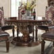 Burl & Metallic Antique Gold Round Dining Set 6Pcs Traditional Homey Design HD-1804