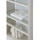 Matte Pearl finish & Wood-rimmed Glass Shelves Bookcase HIGHER LOVE by Caracole 