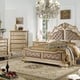 Gold Finish Wood Queen Panel Bed Traditional Cosmos Furniture Miranda