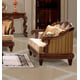 Homey Design HD-386 Espresso Fabric Dark Cherry Finish Sofa Loveseat Set 3Pcs Carved Wood Traditional