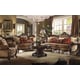 Dark Oak & Floral Chenille Sofa Traditional Homey Design HD-39
