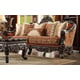 Homey Design HD-2627 Luxury Upholstery Brick/Gold Sofa Loveseat Chair and Coffee Table Carved Wood Set 4Pcs