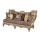 Antique Beige Gold w/Silver Wood Luxury Sofa HD-90018 Traditional Classic