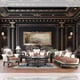Black Enamel & Antique Gold Finish Sofa Traditional Homey Design HD-9666