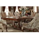 Brown Cherry & Pearl Beige Chenille Dining Room Set 7Pcs Traditional Homey Design HD-124 
