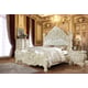 Luxury Glossy White King Bedroom Set 3Pcs Carved Wood Homey Design HD-8089