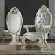 White Gloss & Gold Brush Leather Dining Set 9Pcs Traditional Homey Design HD-8091