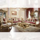 Metallic Bright Gold Sofa Set 2Pcs Traditional Carved Wood Homey Design HD-31