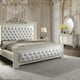 White Gloss & Gold Brush Finish CAL King Bedroom Set 3Pcs Traditional Homey Design HD-8091