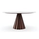 Marble Top & Rich Walnut Base Round Dining Table ALL NATURAL by Caracole 