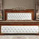 Burl & Metallic Antique Gold King Bedroom Set 6Pcs w/ Chest Traditional Homey Design HD-1803